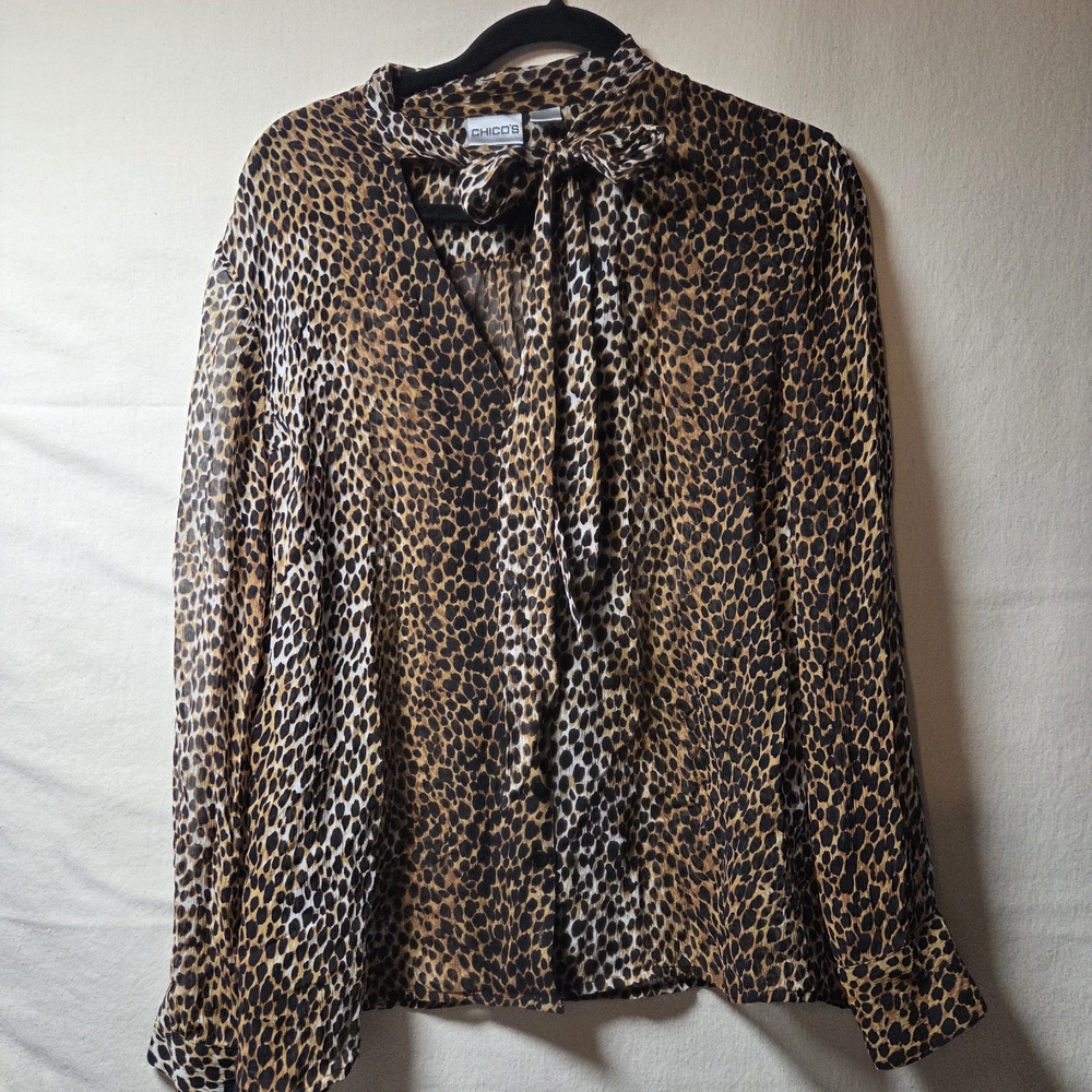 Chico's Animal Print Blouse - Brown and Black